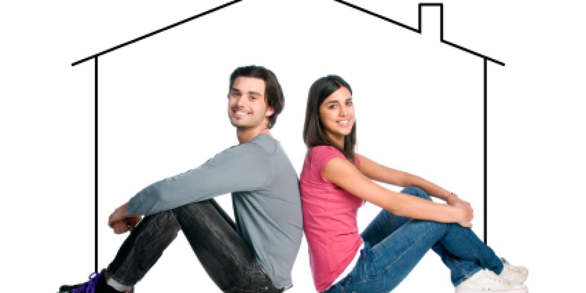 Happy young latin couple dreaming about their new home isolated on white background
